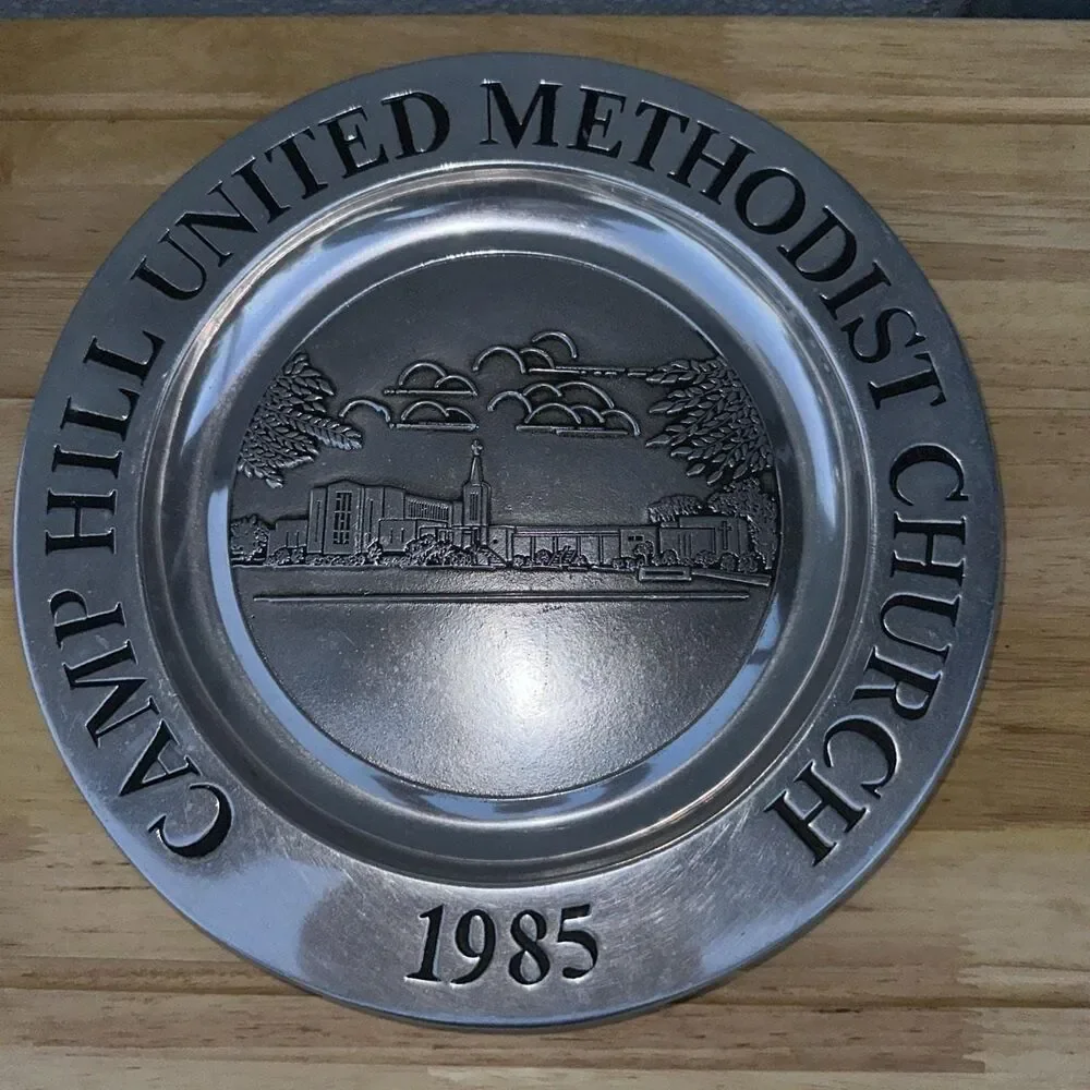 Vintage Camp Hill United Methodist Church Pewter Plate – 1985 Commemorative Coll